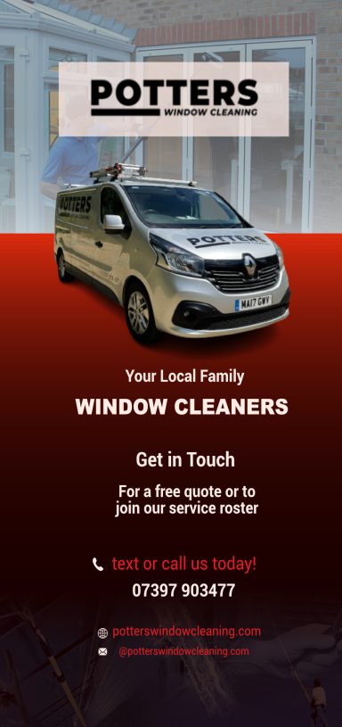 Potters Window Cleaning Services business brochure, front page