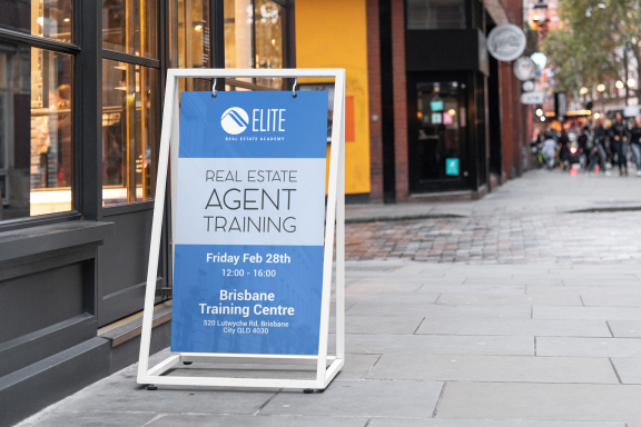 Elite Real Estate training, Street placard 