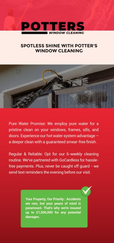 Potters Window Cleaning Services business brochure, inside page