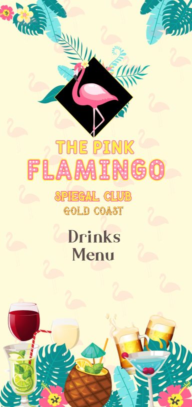The Pink Flamingo Drinks Menu front page