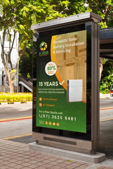 K3BG Bus stop Solar & Storage advertisement